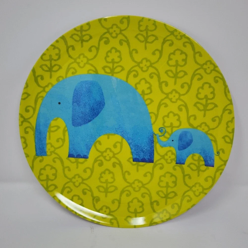 Elephant Giraffe Melamine Plates Bowl Set OS Kids Knack 3 Safari Circus Animal